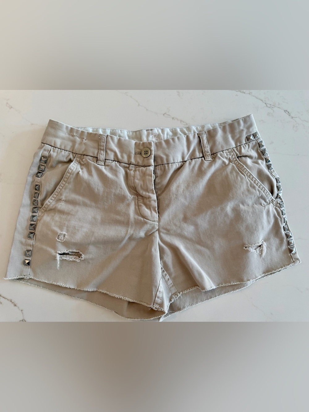 J. Crew Women’s Broken-in Boyfriend Studded Distressed Chino Short